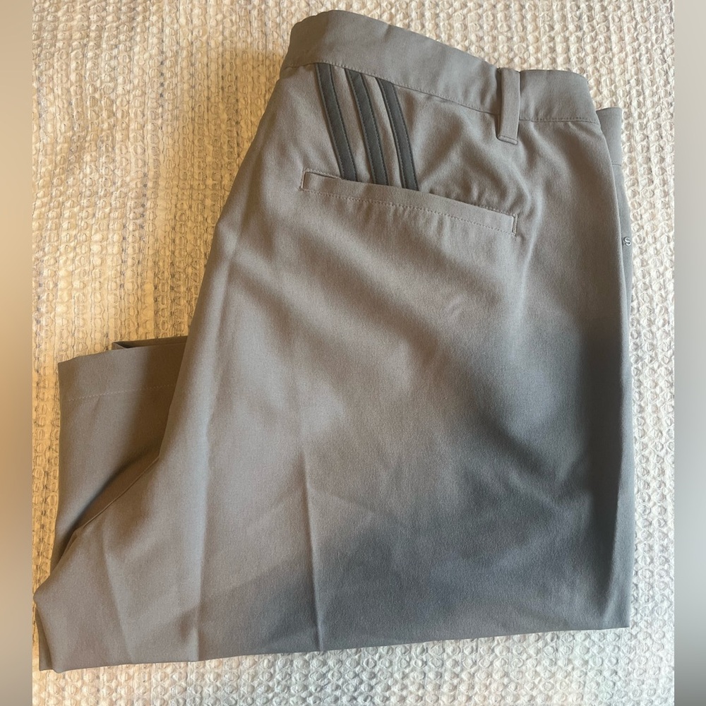 Adidas Men's Taupe Flat Front Shorts - Picture 4 of 6